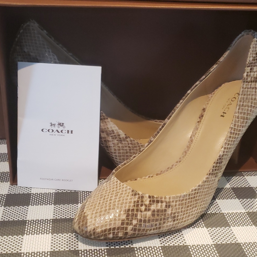 Coach leather snake print heels!